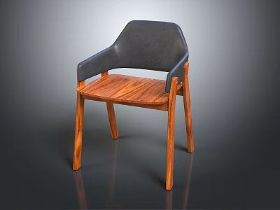 Modern Leisure Chair With Wooden Frame Dark Backrest And Armrests Design 3d model