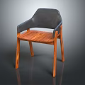 Modern Leisure Chair With Wooden Frame Dark Backrest And Armrests Design
