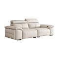 Modern Light Colored Leather Two Seater Sofa With Comfortable Backrest And Armrests