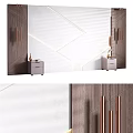 Modern Interior Wall Design With Geometric Pattern Wooden Panels And Copper Handles 3d model