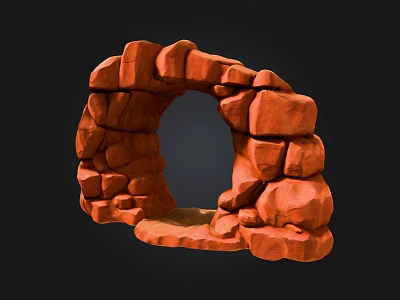 Rustic Stone Arch Entrance Gate With Natural Rock Construction And Curved Design 3d model