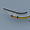 Industrial Conveyor Belt Equipment Featuring Curved And Straight Sections With Metal Frames