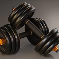 Adjustable Fitness Sports Equipment With Black Weight Plates And Orange Knobs