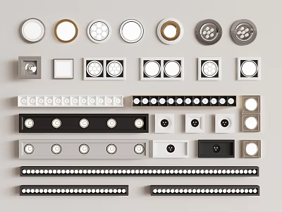 Modern Recessed Lights And Spotlights With Round Square Shapes In White Black Gold Designs 3d model