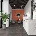 Modern Hair Salon Interior With Orange Wall Mirrors Black Chairs Pictures And Lighting