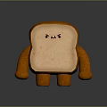 Cartoon Toast with Cute Face and Orange Plush Body as Friendly Food Character