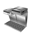 Modern Stainless Steel Washbasin With Double Basin And Pebbles Base Design