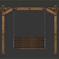 Rustic Wooden Swing with Sturdy Frame and Comfortable Wooden Seat Design