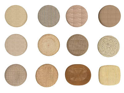 Woven Coasters With Round Square Shapes Various Patterns And Natural Tones 3d model