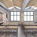 New Chinese Style Classroom Seal Carving Classroom 3d model