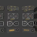 Various Computer Graphics Cards With Different Designs And Models On 3d model