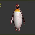Emperor Penguin Black And White Feathers Yellow Neck Orange Beak Standing On Dark Background