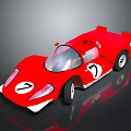 Red Racing Car With Number 7 Streamlined Design And Single Seat