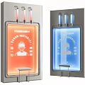 Modern Double Lightbox With Orange And Blue Illuminated Information