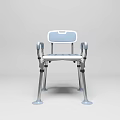 Light Blue Leisure Chair With Armrests Backrest Perforated Seat And Metal Legs