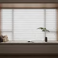 Modern Shangri-La Blinds Venetian Blinds Honeycomb Blinds Rolling Blinds Bay Window Cushion Pillow Green Plant Ornaments Book 3d model