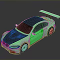 BMW Green And Silver Sports Car With Rear Spoiler Shiny Exterior 3D Rendered Design