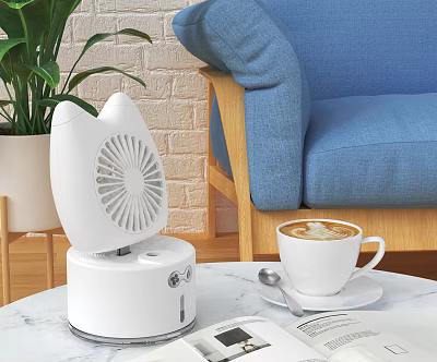 Modern White Air Cooler Fan on Table with Coffee Cup and Magazine in Living Room 3d model Modern White Air Cooler Fan on Table with Coffee Cup and Magazine in Living Room 3d model