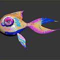 Vibrant Colorful Aquatic Animal Fish With Orange Pink Blue Hues And Large Reflective Eyes