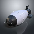 White And Black Military Bomb With Black Nose Cone And Metal Rear Tail Fins