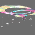 Various Artistic Hanging Pendants With Colorful Circular Hoops And Small Decorative Pieces