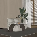 White Lazy Sofa with Brown Blanket Oranges Beside Large Green Plant Light Wall Window Blinds