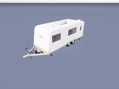 White Caravan Trailer With Modern Design Windows And Wheels For Travel 3d model