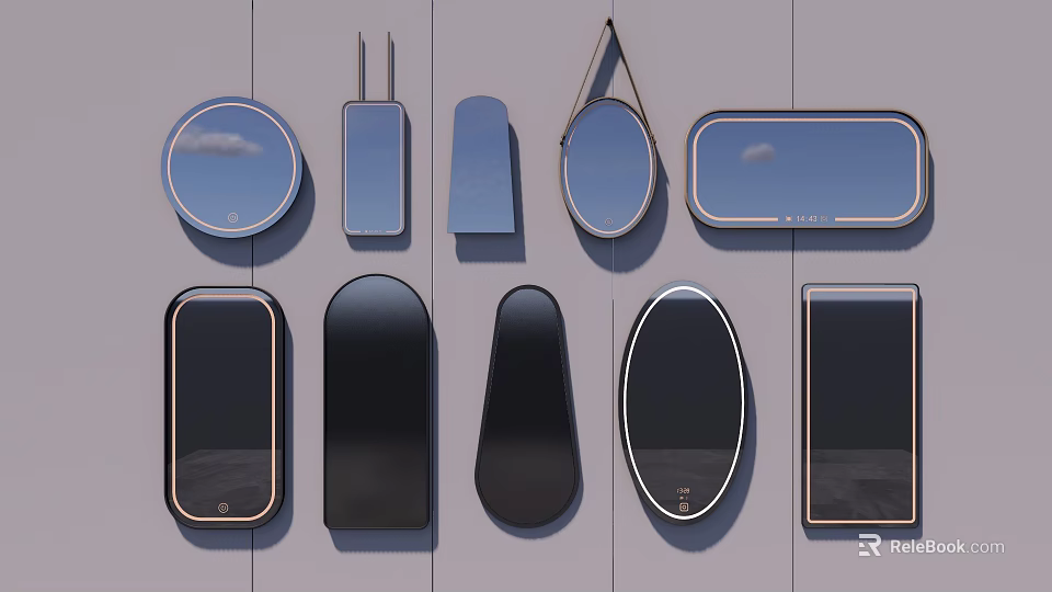 Assorted Shaped Mirrors for Modern Interior Design with Diverse Frames and Styles 3d model 