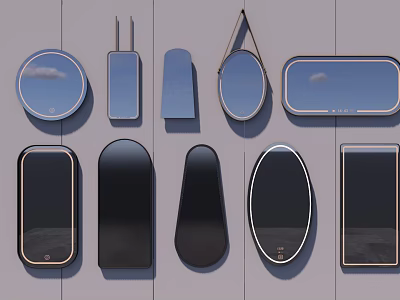 Assorted Shaped Mirrors for Modern Interior Design with Diverse Frames and Styles 3d model