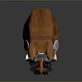 Traditional Horse Head Decoration With Wooden Base And Metallic Red Gold Accents