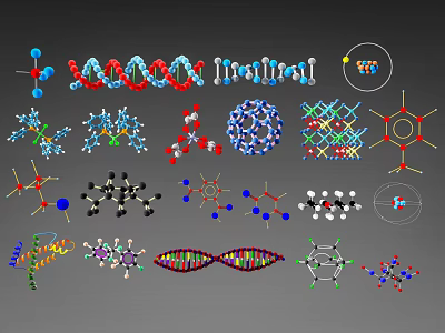 Molecular Structure Models With 3D Visualization Atomic Bonds And DNA Helix 3d model
