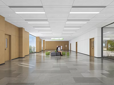 Spacious Modern Hospital Outpatient Clinic Waiting Area 3d model