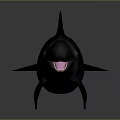 Black Whale With Open Mouth And Sharp Teeth 3D Rendered On Gray Background