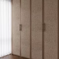 Modern Minimalist Wardrobe Interior Design With Fabric Texture And Metal Handles