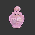Decorative Ceramic Jar With Cat Figure Lid And Colorful Traditional Patterns