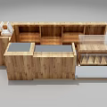 Wooden Retail Display Counter With Glass Showcase And Storage Shelves