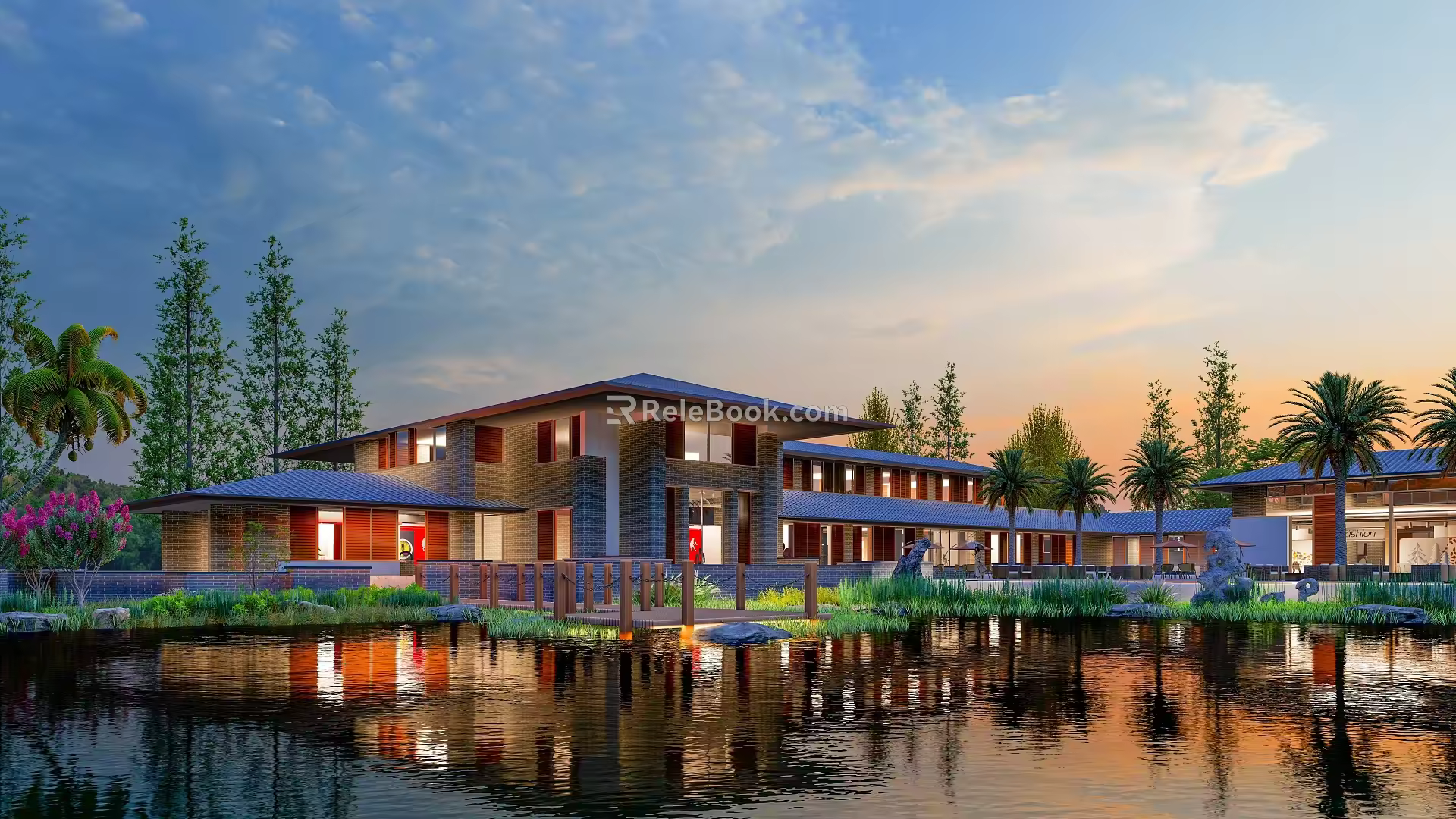 Modern Club Building Architecture 3d model