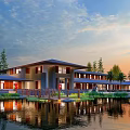 Modern Club Building Architecture 3d model