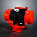 Red And Black Industrial Mechanical Pump With Circular Parts And Metal Bolts