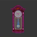 Traditional Red Wooden Grandfather Clock With Gold Accents Round Dial And Pendulum