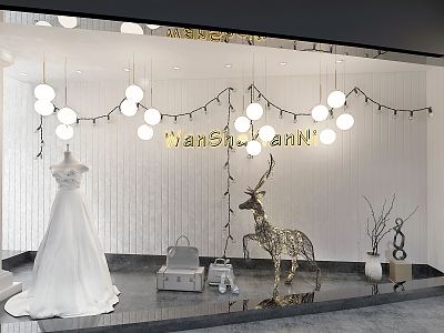 Modern Window Bridal Shop Window Display 3d model