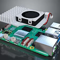 Electronic Circuit Board with Cooling Fan and Embedded System Module Featuring USB HDMI Ports