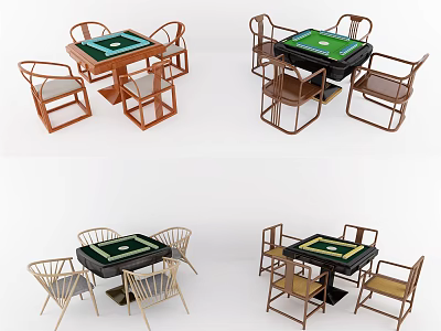 Different Styles Entertainment Table With Matching Chairs And Green Gaming Surface 3d model