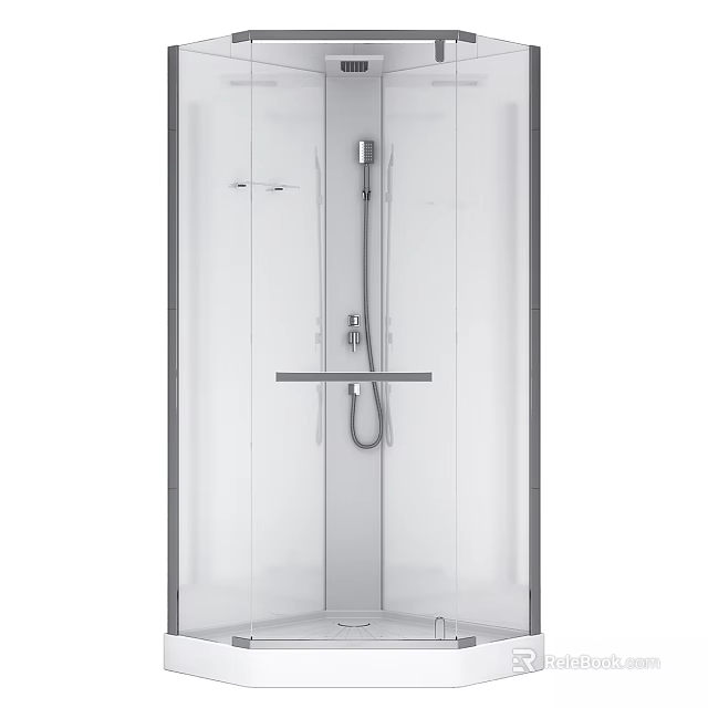 Modern Enclosed Shower Sauna With Glass Door And Adjustable Shower Head 3d model 