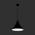 Modern Black Conical Pendant Light With White Illuminated Shade Hanging Design 3d model