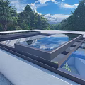 Luxury Detached Villa With Glass Roof Pool And Surrounding Palm Trees Under Blue Sky