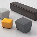 Modern Square Ottomans In Multiple Colors Gray Yellow And Dark Brown 3d model