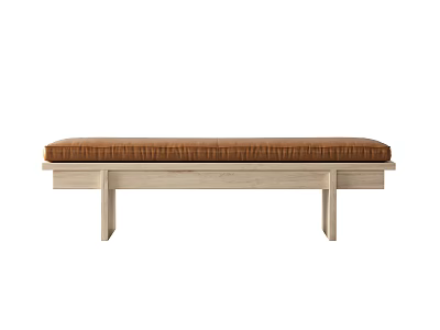Simple Design Sofa Bench With Wooden Frame And Brown Upholstered Seat 3d model