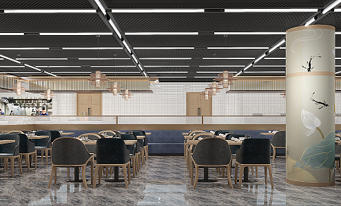 Modern buffet restaurant 3d model