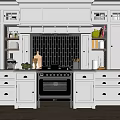 Classic White Kitchen Cabinets With Tile Backsplash And Wooden Floor 3d model